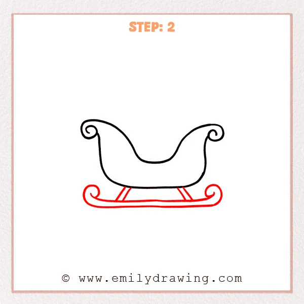 how to draw a santa sleigh - Step 2